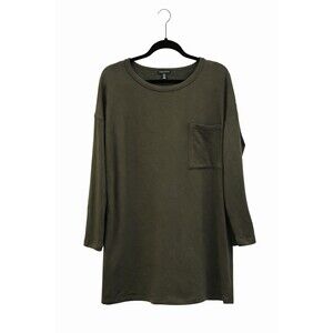 Eileen Fisher Sweatshirt Tunic Small Oversized Olive Green